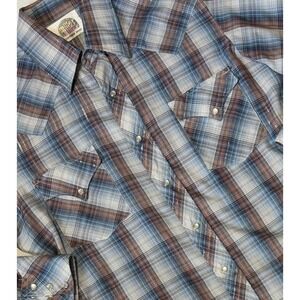 MILLER WESTERN WEAR - Men's Vintage Plaid Pearl Snap Long Sleeve Shirt - 16-35